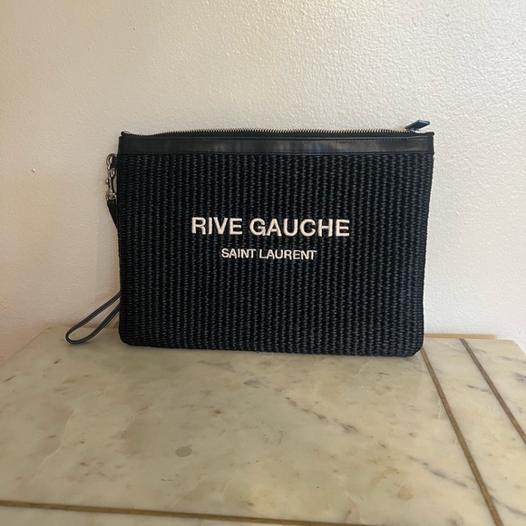 Saint Laurent Handbags - Saint Laurent Clutch Raffia Rive Gauche (never used)
